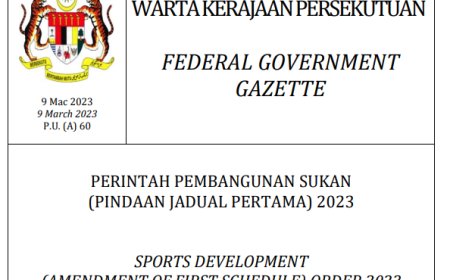 Jadual Pertama, Akta Pembangunan Sukan 1997 [Akta 576]