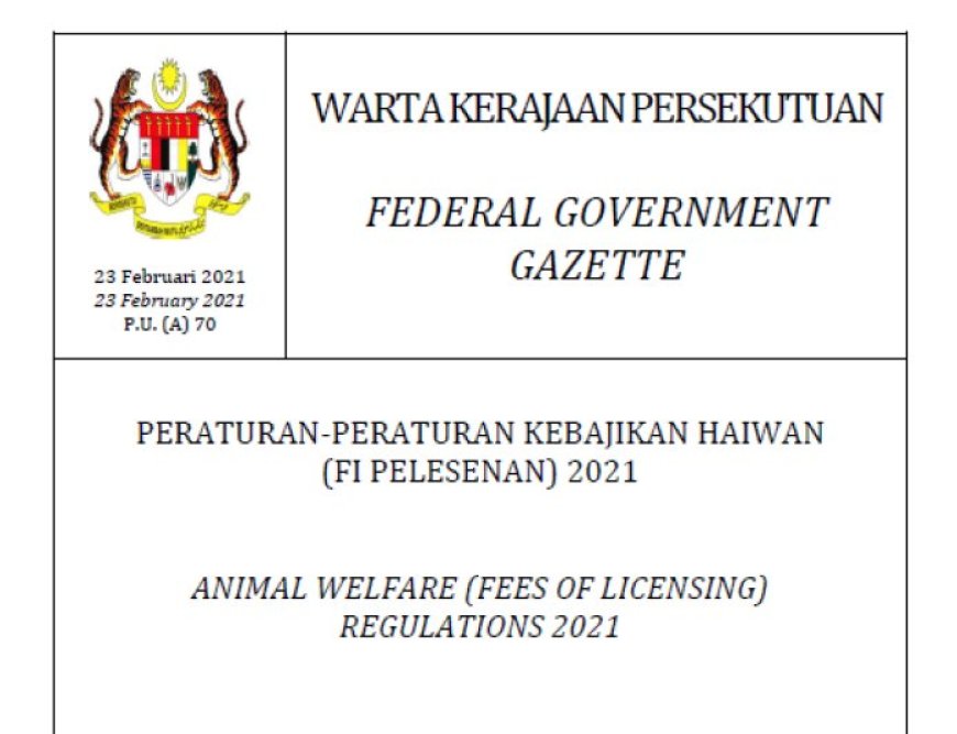 Peraturan-Peraturan Kebajikan Haiwan (Fi Pelesenan) 2021