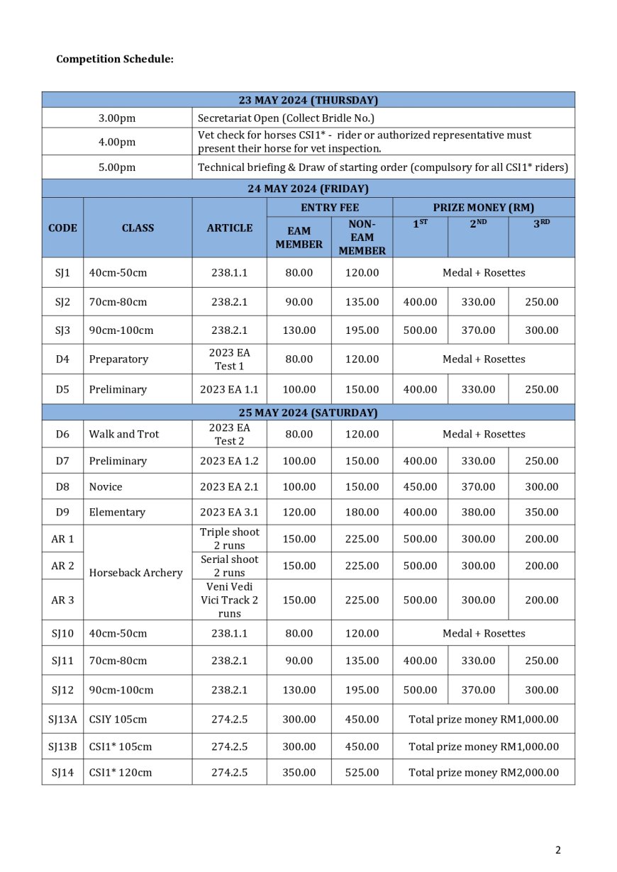 PRESIDENT CHALLENGE CUP CSI1* INTERNATIONAL SHOW JUMPING COMPETITION